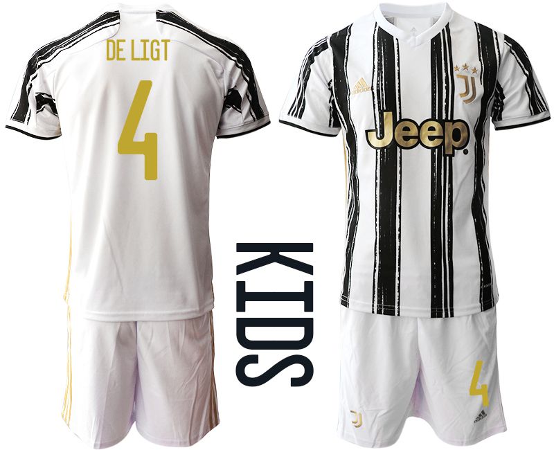 Youth 2020-2021 club Juventus home #4 white Soccer Jerseys